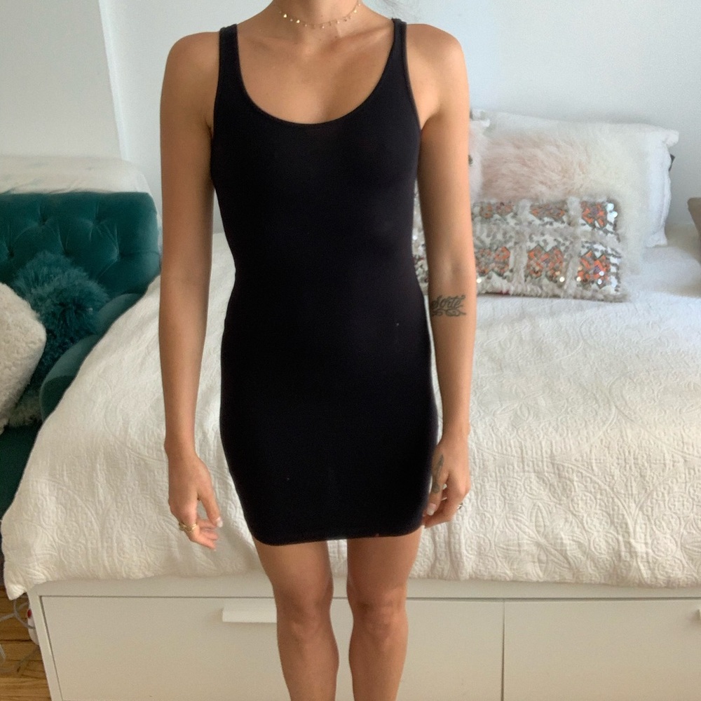 black body-con mini tank dress